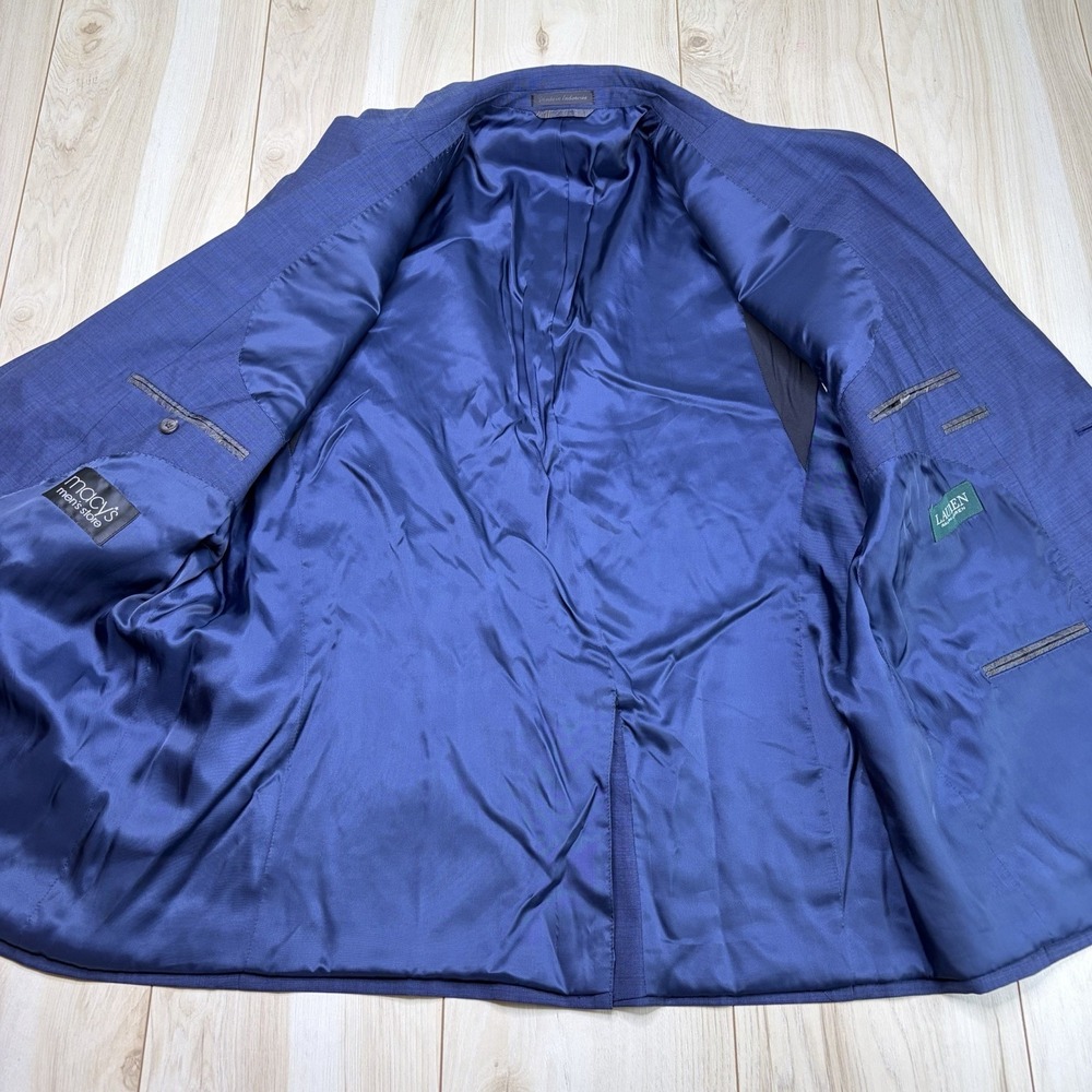 Lauren Ralph Lauren Mens Nailhead 100% Wool 2 Piece Suit Blue 46R W:40x32 - Picture 5 of 16